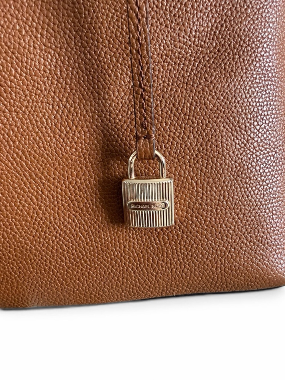 Michael Kors Cognac Brown Pebbled Leather Satchel with Detachable Strap - Picture 2 of 11